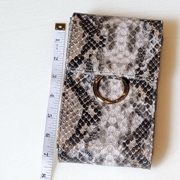 Touch Screen Crossbody Wristlet Bag Python Khaki Gray - Picture 7 of 8